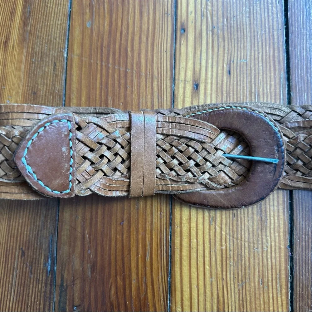 Vintage leather braided belt Small